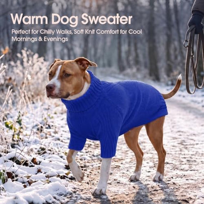 IECOii XXL Dog Sweater,Thermal Knit Turtleneck Big Dog Sweater with Sleeve