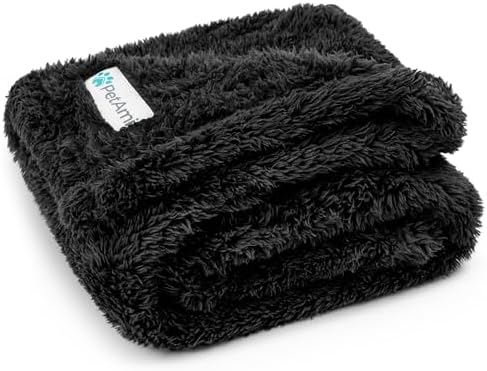 PetAmi Soft Plush Sherpa Dog Blanket for Pet Cat, Medium 29x40, Black