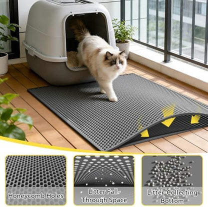 Cat Litter Mat, 30"x24", Waterproof, Easy to Clean (Grey-2Pack)