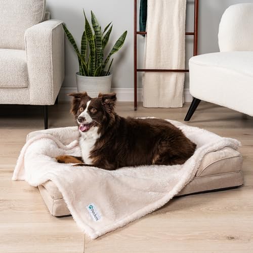 PetAmi Soft Plush Sherpa Dog Blanket for Pet Cat, Medium 29x40, Beige