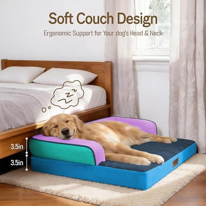Comfort Expression Washable Dog Bed with Bolster for Medium to Large Dogs