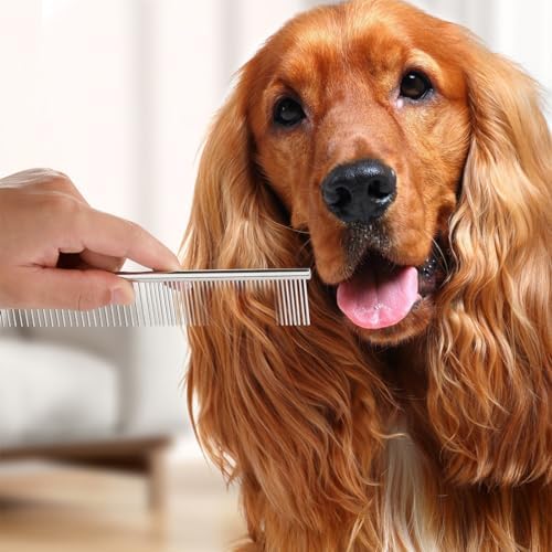 QUMY Dog Comb Kit-Dematting Rake Comb for Dogs Metal Cat Dog Grooming Brush