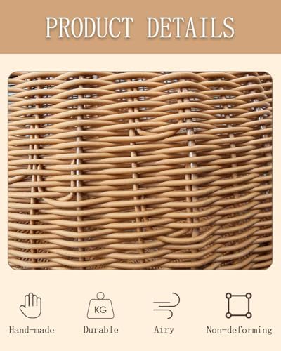 Wicker Cat Bed Indoor & Outdoor, Handwoven PP Rattan Cat Swing Bed with Removable Washable Cushion, Breathable Waterproof Cat House for Cats & Small Dogs (Small–11.4" L × 18.9" H)