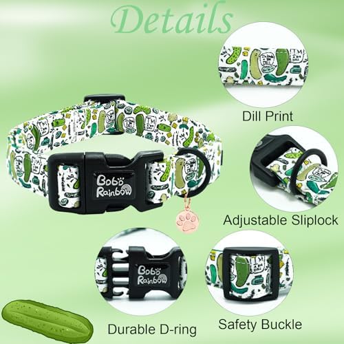 Dog Collar-Cute Dill Print Adjustable Pet Collars Comfortable Spring Summer Cotton Puppy Collar Durable Gift for Small Dogs