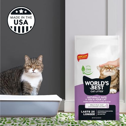 World's Best Cat Litter Lavender, Long-Lasting Odor Control, 15 lb Bag