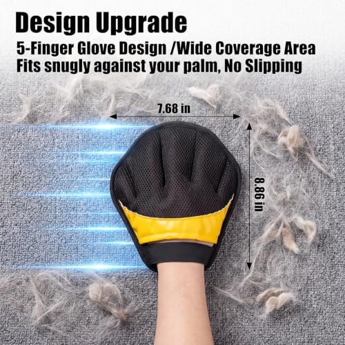 Pet Hair Removal Glove for Dogs & Cats, Reusable Pet Hair Remover Tool, Magic Brush Pet Hair Remover for Furniture, Carpet & Laundry, Non-Slip Five-Finger Pet Hair Glove for Dog Hair & Cat Hair