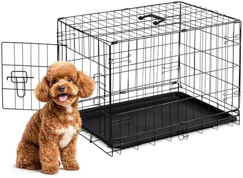 Sweetcrispy Dog Crate, 30 Inch Small Dog Puppy Cage, Foldable Pet Kennel