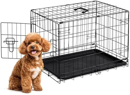 Sweetcrispy Dog Crate, 30 Inch Small Dog Puppy Cage, Foldable Pet Kennel