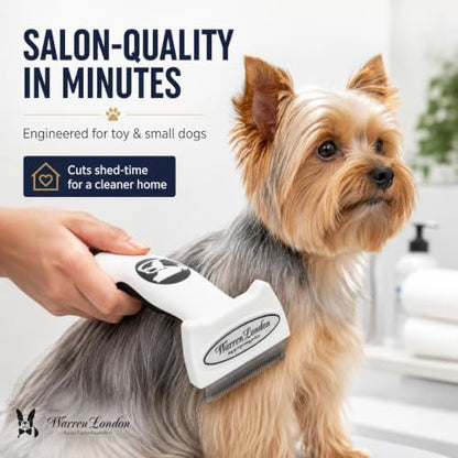 Warren London Deshedding Brush for Small Long Hair Dogs, Undercoat Rake