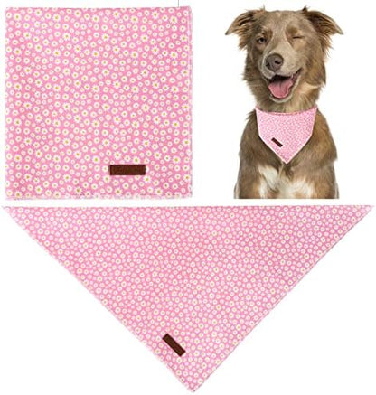 Summer Dog Bandana, Hawaii Bandana for Small Medium Dog, Cute Pink Puppy Bandana, Cotton Adorable Pet Triangle Bid Scarf Kerchief for Girl Boy Dogs or Cats