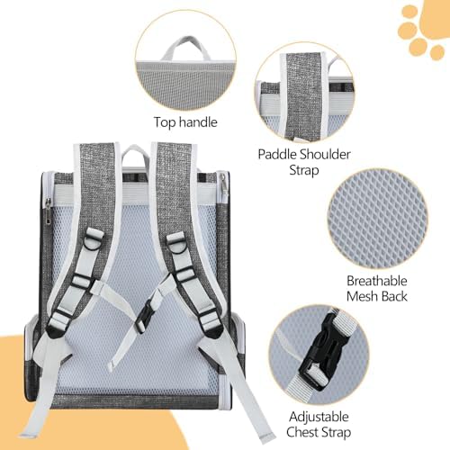 Cat Backpack Carrier Large Pet Backpack for Small Dog Medium Cat Puppy Kitten Bunny up to 15lbs, Ventilated Mesh Dog Collapsible Travel Backpack for Hiking Walking Outdoor