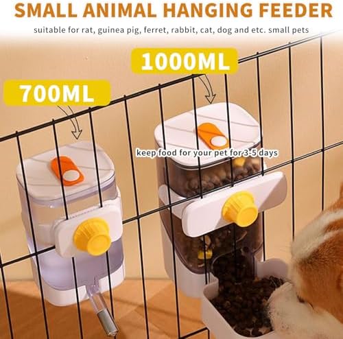 24oz Rabbit Water Dispenser No Drip for Cage, Hanging Automatic Guinea Pig Water Bottle Large Small Aniaml Cage Accessories for Ferret Guinea Pig Rat Rabbit (White)