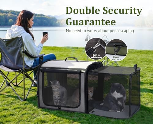 Dog Car Carrier Light Weight,Expandable,Foldable Dog Carrier, Gray