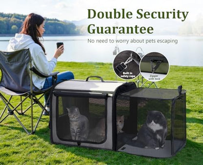 Dog Car Carrier Light Weight,Expandable,Foldable Dog Carrier, Gray
