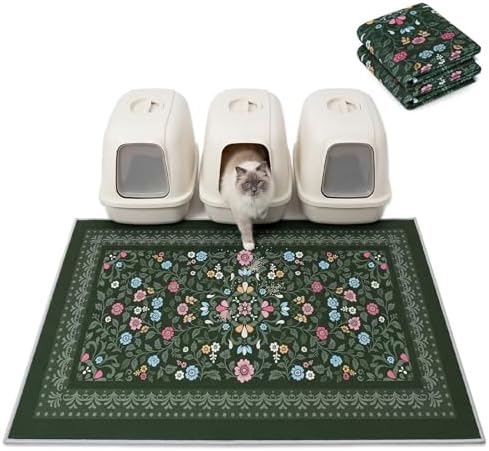 Bienbee Cat Litter Mat, 2 Pack 48" x 36" Machine Washable for Litter Boxes