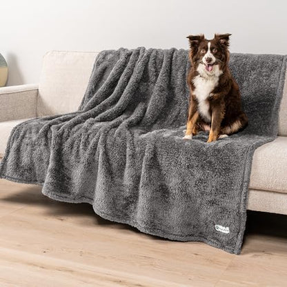 PetAmi Soft Plush Sherpa Dog Blanket for Pet Cat, X-Large 60x80, Grey