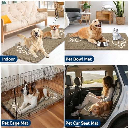Bcoimo Super Absorbent Dog Door Mat, 60"*24" Anti Slip Mat for Muddy Paws