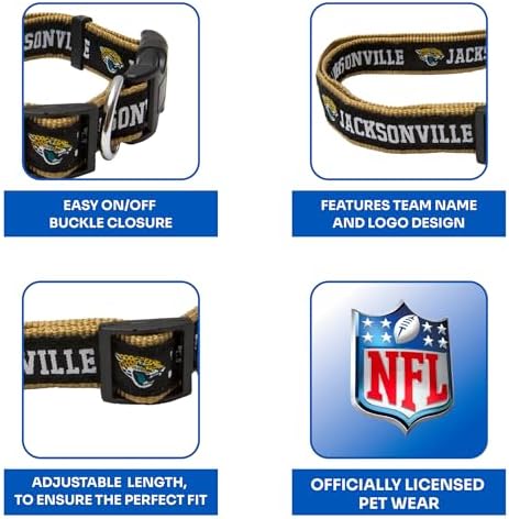 Pets First NFL Jacksonville Jaguars Licensed PET COLLAR, Medium - Heavy-Duty, Strong, and Durable Dog Collar. Available in 31 Football Teams and 4 Sizes
