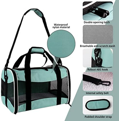 Cat Carrying Case - Pet Carrier, Up to 30Lbs Soft Sided Protable and Breathabl Pet Travel Carrier, Pet Travel Carrier Removable Fleece Pad, Collapsible for Large Cats Small Dogs(X-Large, Green)