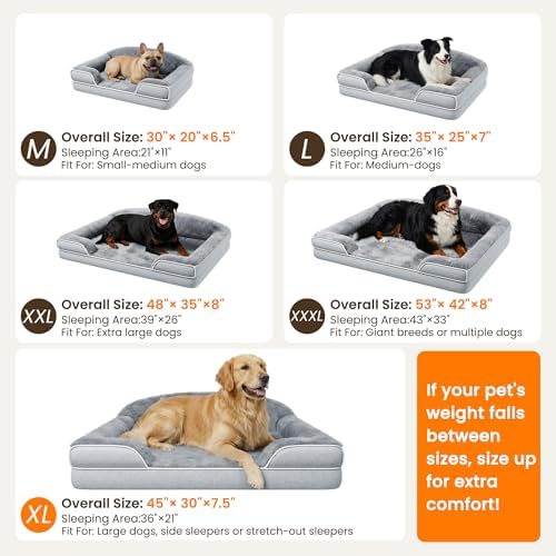 Orthopedic Dog Bed for Extra Large Dogs, 45"x30" XL Dog Couch Bed