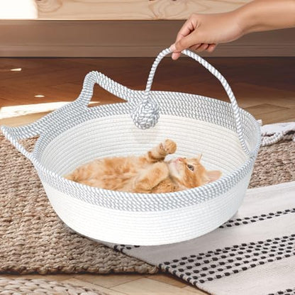 Cat Bed, Cotton Rope Instinct Basket for Cats, Handwoven Cat Beds