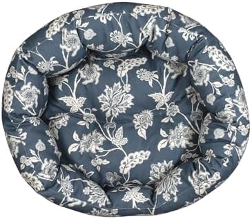 Fringe Studio INDIENNE Coastal Blue 20" W x 19" D x 8" H Small Round Cuddler, 100% Cotton Canvas Exterior, Machine Washable, PetShop Collection (203016)