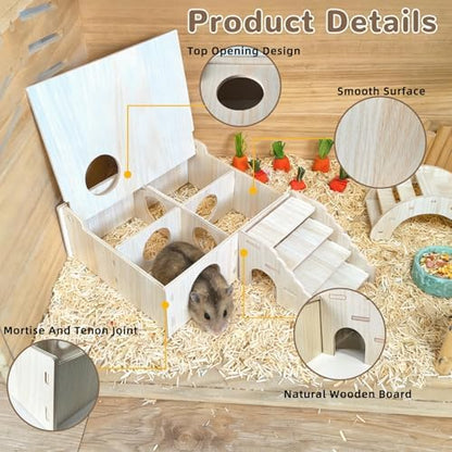 Kathson Multi-Chamber Hamster Tunnel House Maze: 2 Entrance 6 Rooms Hideout