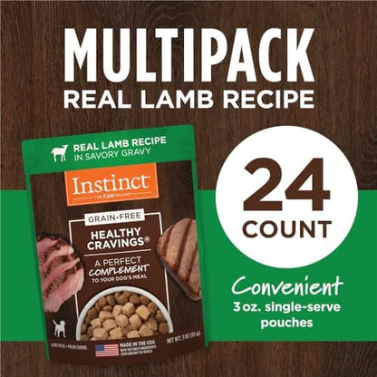 Instinct Healthy Cravings Wet Dog Toppers, Lamb, 3 oz Pouches (24 Count)