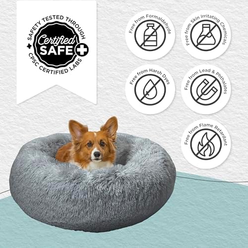 Best Friends by Sheri Original Calming Donut Dog Bed, Gray, Medium, 30"