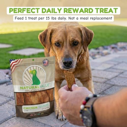 Loving Pets Natural Value Chicken Tenders - Soft Jerky Dog Treats for Large & Small Breeds - Healthy Gluten, Wheat, Soy & Grain Free Pet Treats for Dogs