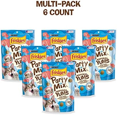 Friskies Purina Party Mix Natural YUMS Cat Treats, Wild Tuna, (6) 6 oz