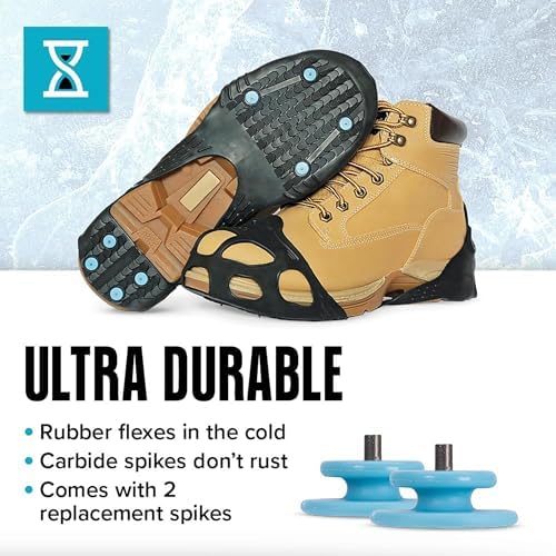 Due North All Purpose Industrial Ice Cleats for Men & Women - Traction Aids for Walking & Working on Snow/Ice - 16 Spikes