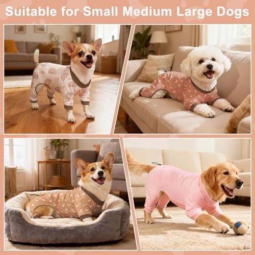 Bienbee Dog Pajamas, 4 Pack Adjustable Onesies for Small to Large Dogs XS