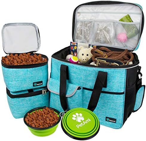 PetAmi Dog Travel Bag Organizer, Pet Supplies Diaper Tote, Teal Blue Large