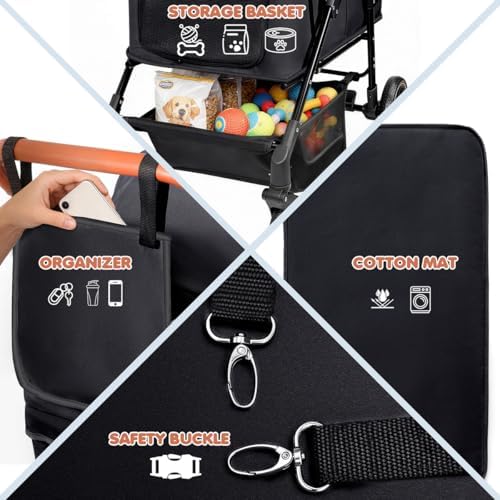 Dog Stroller for Large & Medium Dogs (20–132 lbs), for 2 Small Dogs