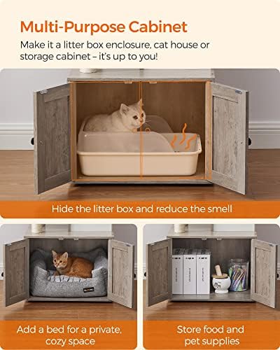 Feandrea Cat Tree with Litter Box Enclosure, 59-Inch, 2-in-1 Condo