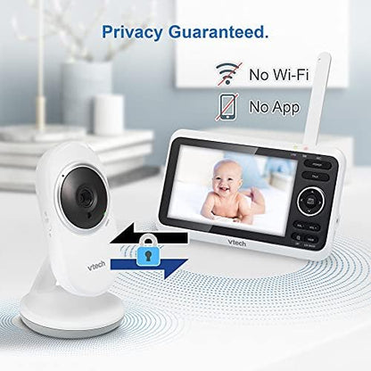 VTech Baby Monitor, No WiFi– 5" Color Screen, 12-Hour Battery, Night Vision, Temperature Sensor, 2-Way Talk, Lullabies, 1000ft Range | VM350
