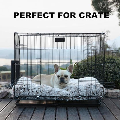 Bedfolks Waterproof Dog Crate Bed,Plush Dog Bed with Removable Washable Cover,Faux Fur Dog Crate Pad for Medium Dogs,Fluffy Dog Kennel Bed 29"x21",Brown