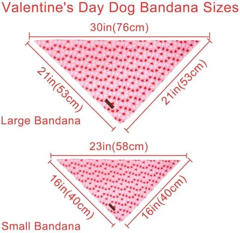 Valentine’s Dog Bandana, UP URARA PUP Valentine Triangle Bid Red Love Heart Scarf for Girl Boy Small Medium Dogs or Cats, Adorable Puppy Wedding & Valentine’s Bandana, Sweat Cotton Pet Kerchief,S