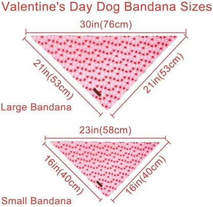 Valentine’s Dog Bandana, UP URARA PUP Valentine Triangle Bid Red Love Heart Scarf for Girl Boy Small Medium Dogs or Cats, Adorable Puppy Wedding & Valentine’s Bandana, Sweat Cotton Pet Kerchief,S
