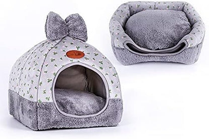 Soft pet bed, tent, rabbit design, cat house, with holes, warm, portable, removable, washable cat litter, puppy litter S 2