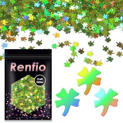 Renfio 1.75 Oz 50g Four Leaf Clover Confetti Glitter for Resin