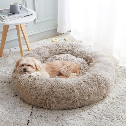 Western Home Calming Donut Cat Bed Small Dog Bed Washable,20" Brown