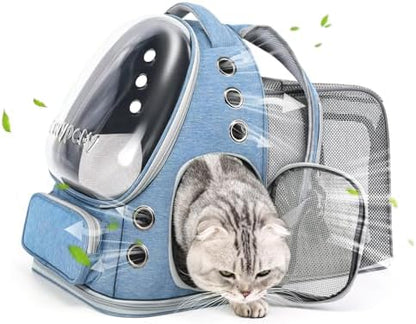 Cawypety Expandable Cat Backpack Large Space Cat Bubble Backpack Carrier