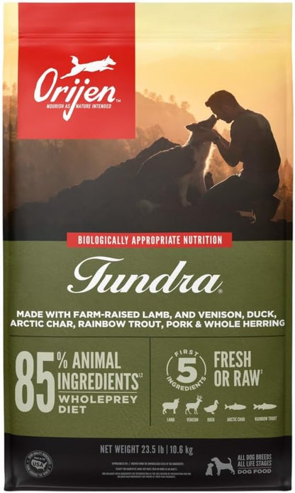 ORIJEN Grain Free Poultry Free High Protein Dry Dog Food Tundra Recipe 23.5lb Bag