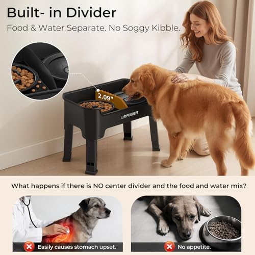 URPOWER Mess Proof Elevated Dog Bowls 4 Height Adjustable Raised Stand