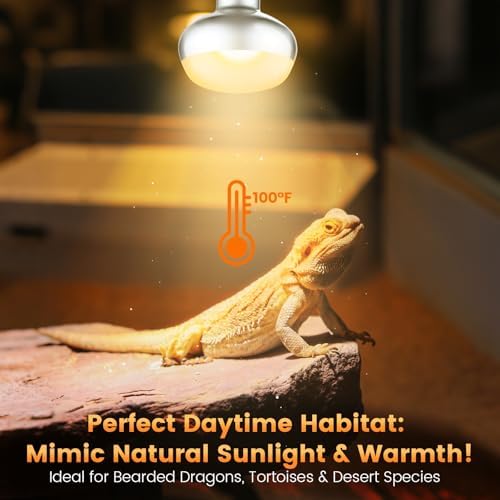 REPTITRIP Dual Reptile Lamp Fixture with 100W Daytime Heat & 100W Nighttime Infrared Heat Bulbs, 2 Independent Switches, Reptile Heat Lamp Combo Pack - No UVB