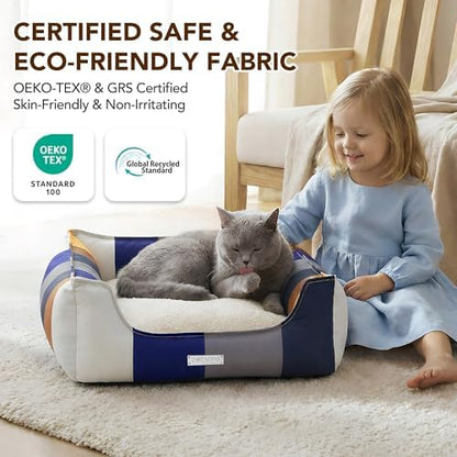 PETNOVO Dog Bed, Cute Rainbow Design, Washable Removable Cover, Non-Slip