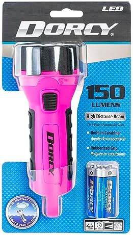 Dorcy 55 Lumen Floating Water Resistant LED Flashlight with Carabineer Clip, Pink ( 41-2509)