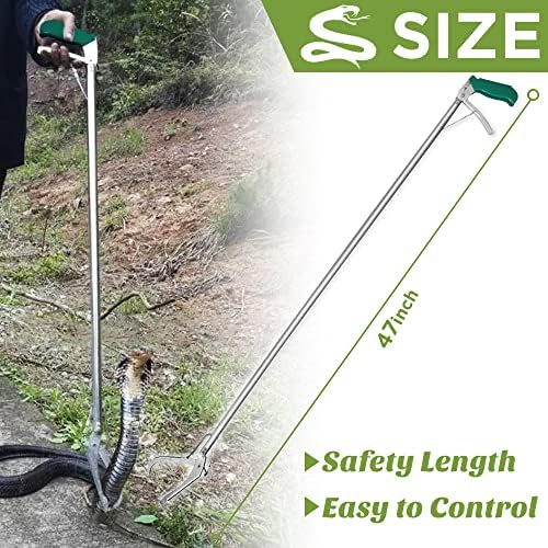 HOMEYA 47 Inch Extra Heavy Duty Snake Tongs, Standard Reptile Snake Grabber Tool, Professional Rattle Snake Catcher Tool Wide Jaw Handling Tool with Lock, Non-Slip Grip Handle